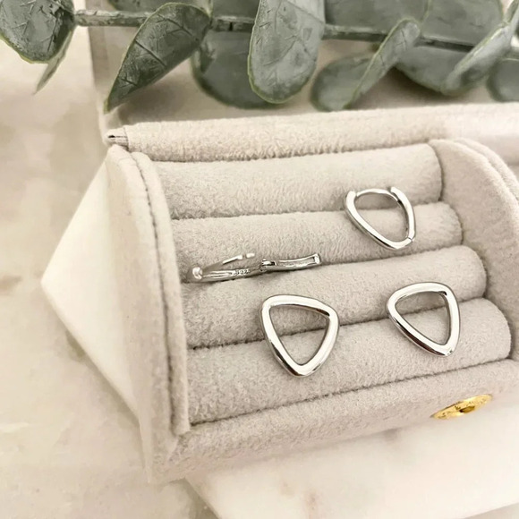 925 Sterling Silver Double Link Earrings Silver Dangle Drop Earrings - Picture 3 of 4